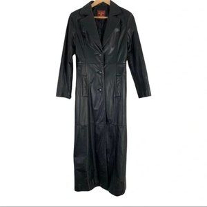 Vintage Ankle Length Leather Trench Coat